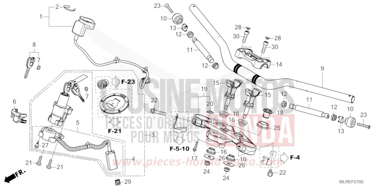 HANDLE PIPE/TOP BRIDGE for Hornet 500 MAT GUNPOWDER BLACK METALLIC (NH436) from 2024